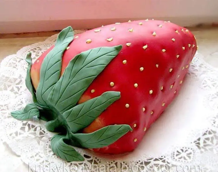 strawberry shaped birthday cake