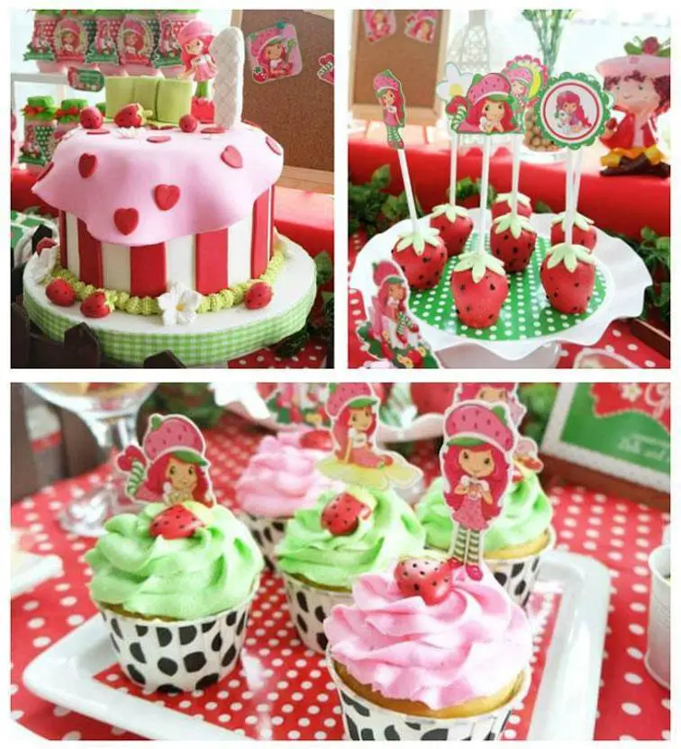 strawberry shortcake themed birthday cake
