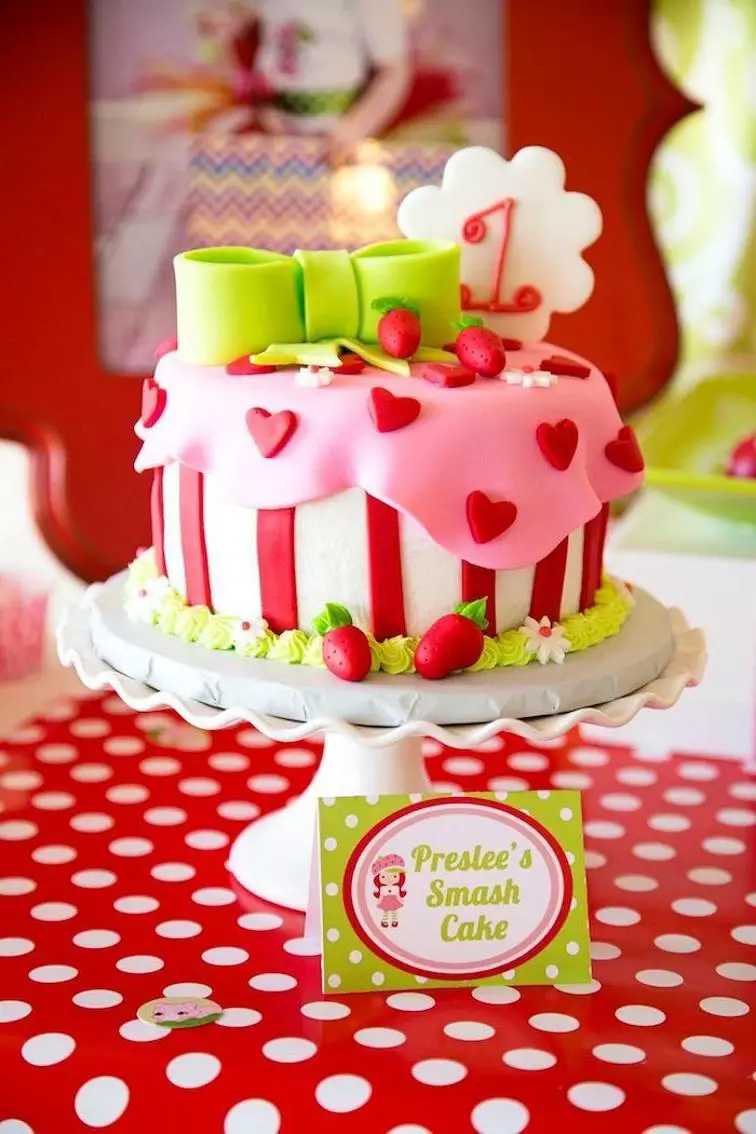 strawberry themed birthday cake