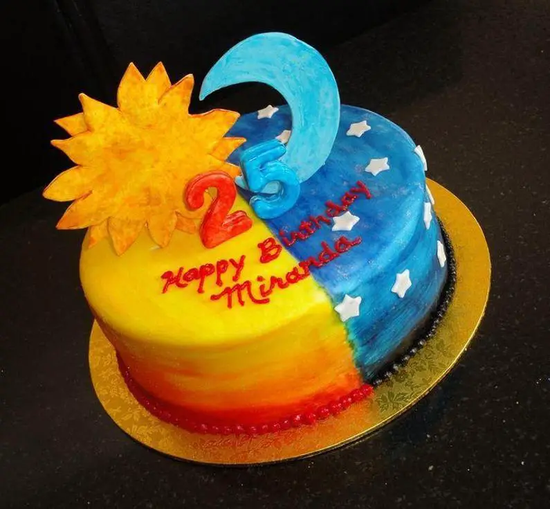 sun and moon birthday cake