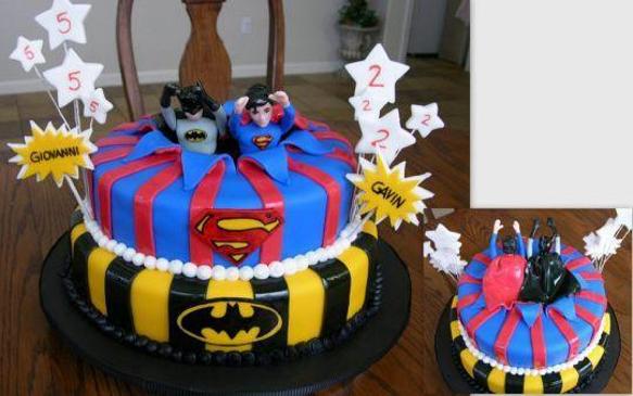 superman and batman birthday cakes