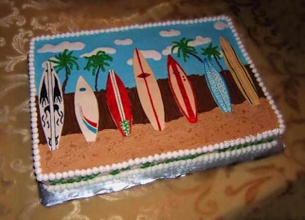 surfboard birthday cake