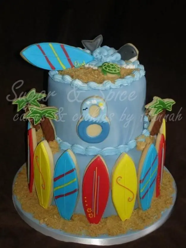 surfboard birthday cake