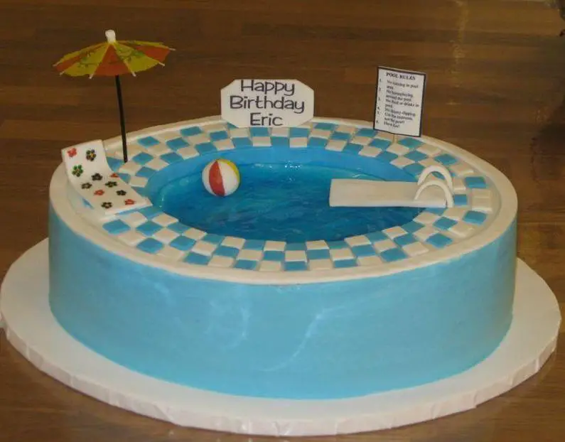 swimming pool birthday cakes