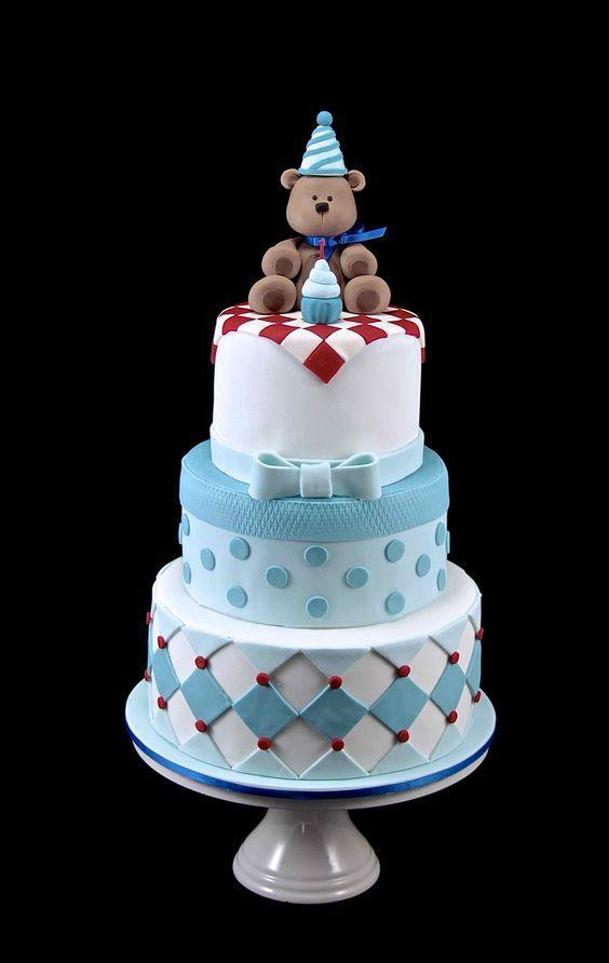 teddy bear first birthday cake