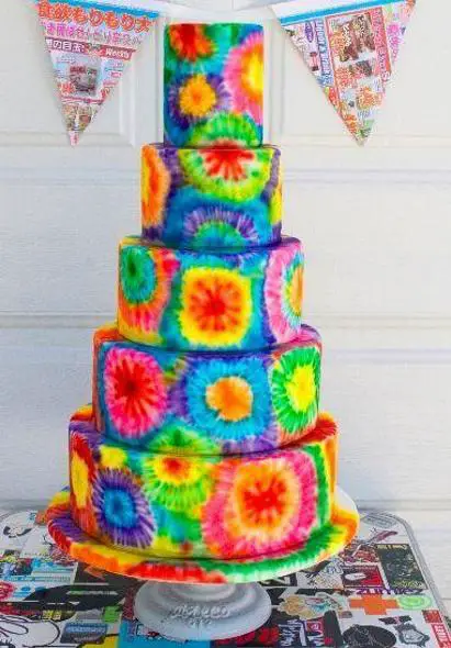 tie dye birthday cakes
