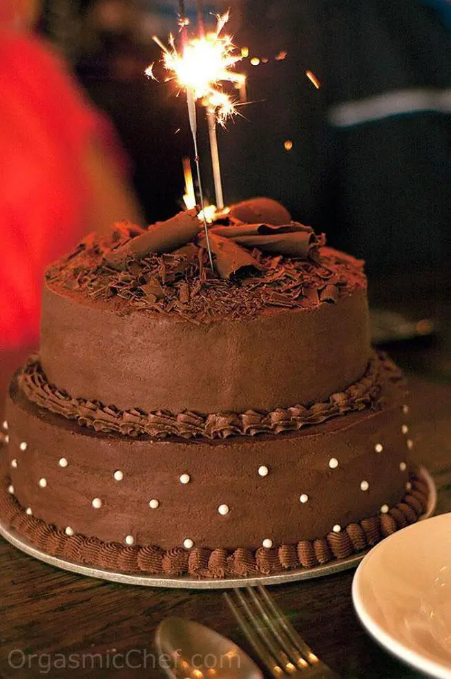 tiered chocolate birthday cake