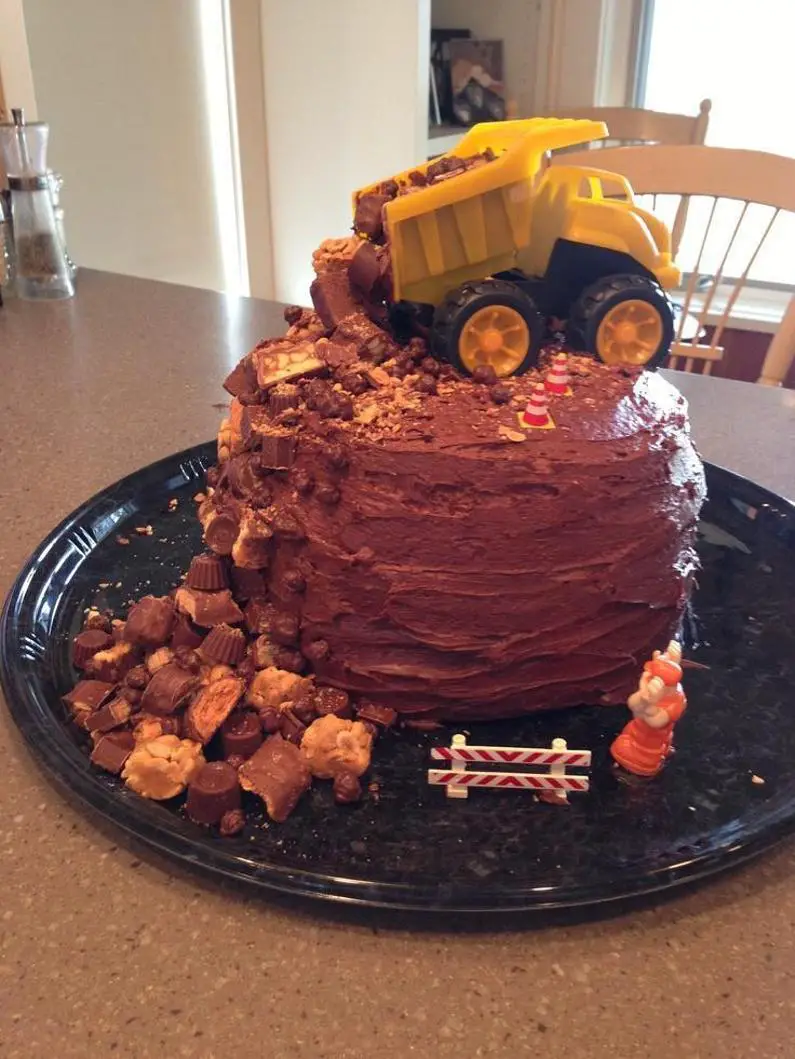 Tip truck birthday cake